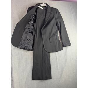 Classic black pinstripe Centre Ville Paris 2 piece suit Sz 4 lined straight leg